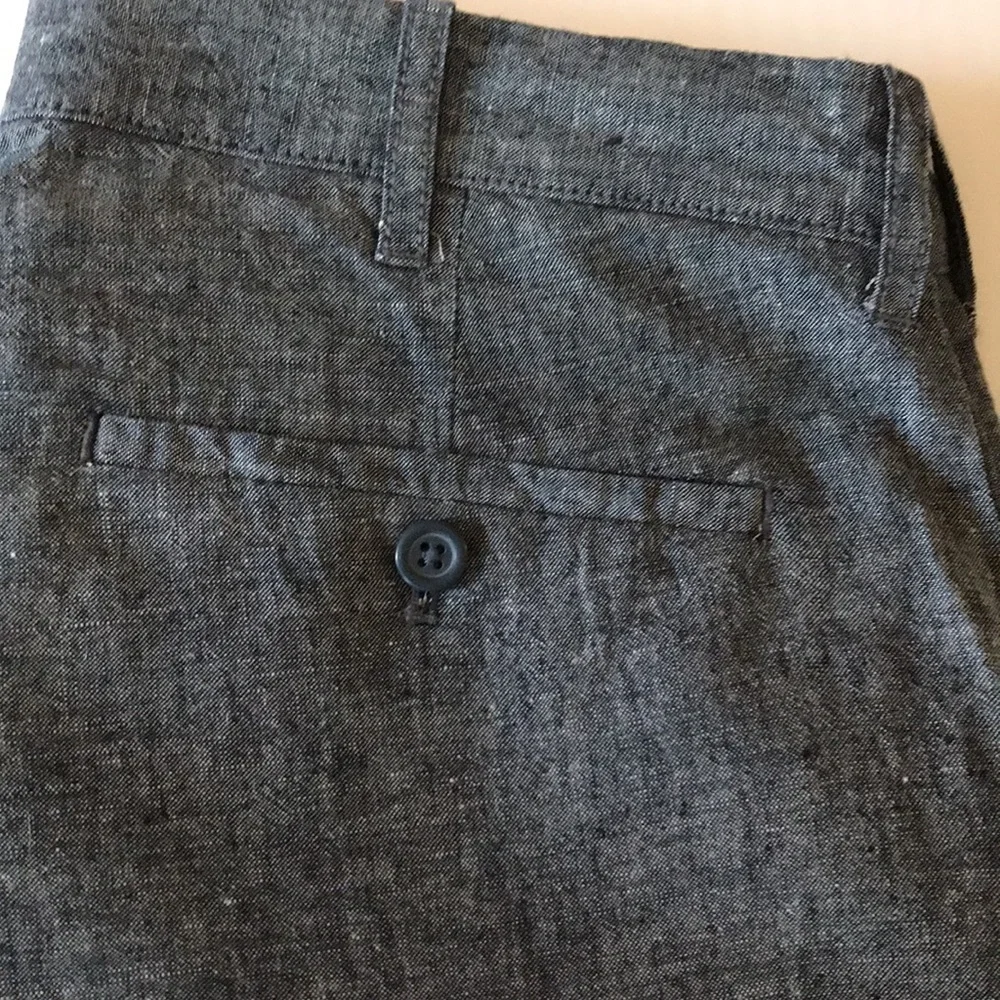 J.CREW—THE DRIGGS Men’s Dark Gray Slate Linen Cotton Blend Straight Leg Chinos